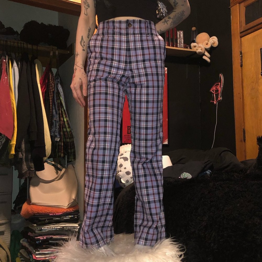 Teddy Fresh - Purple Plaid Flare Pant - Women's Size 27